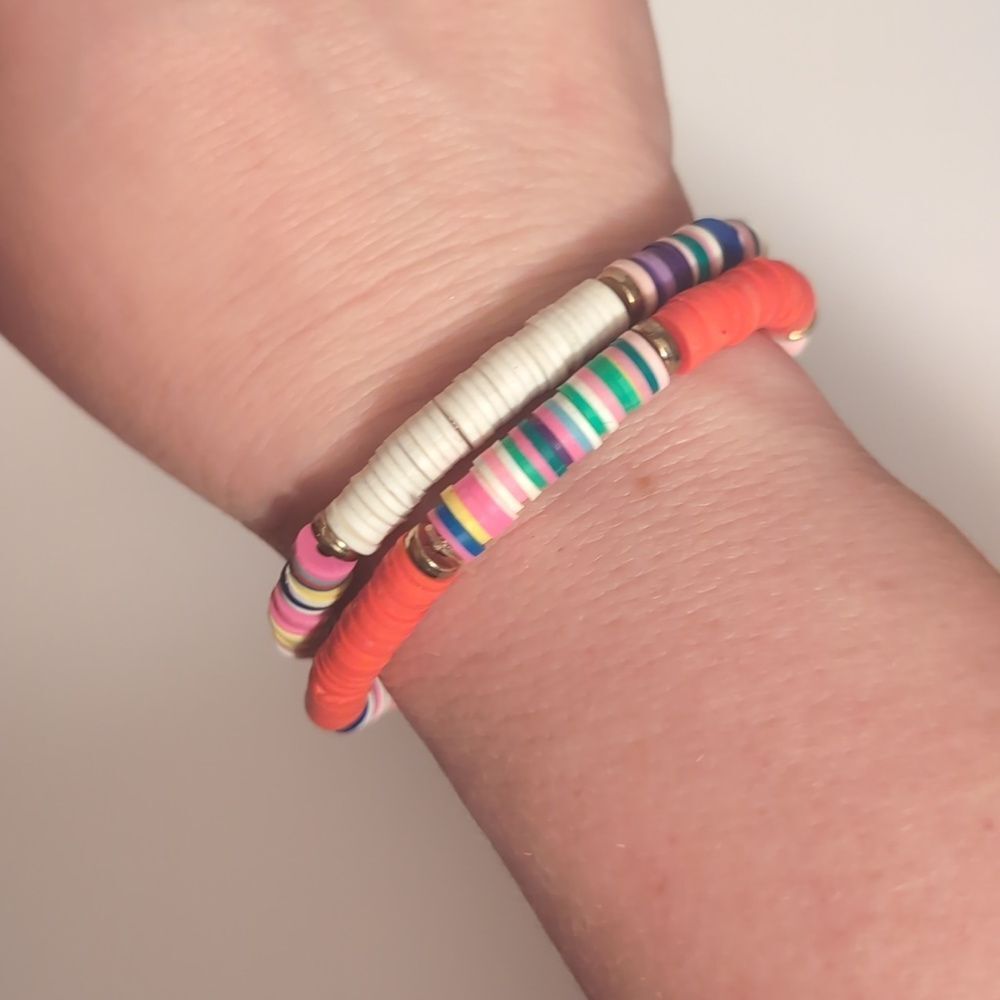 Set of 2‎ Heishi Beaded Stretch Bracelets